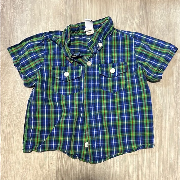 4/$30 Kids Blue and Green Plaid Shirt - Picture 1 of 1